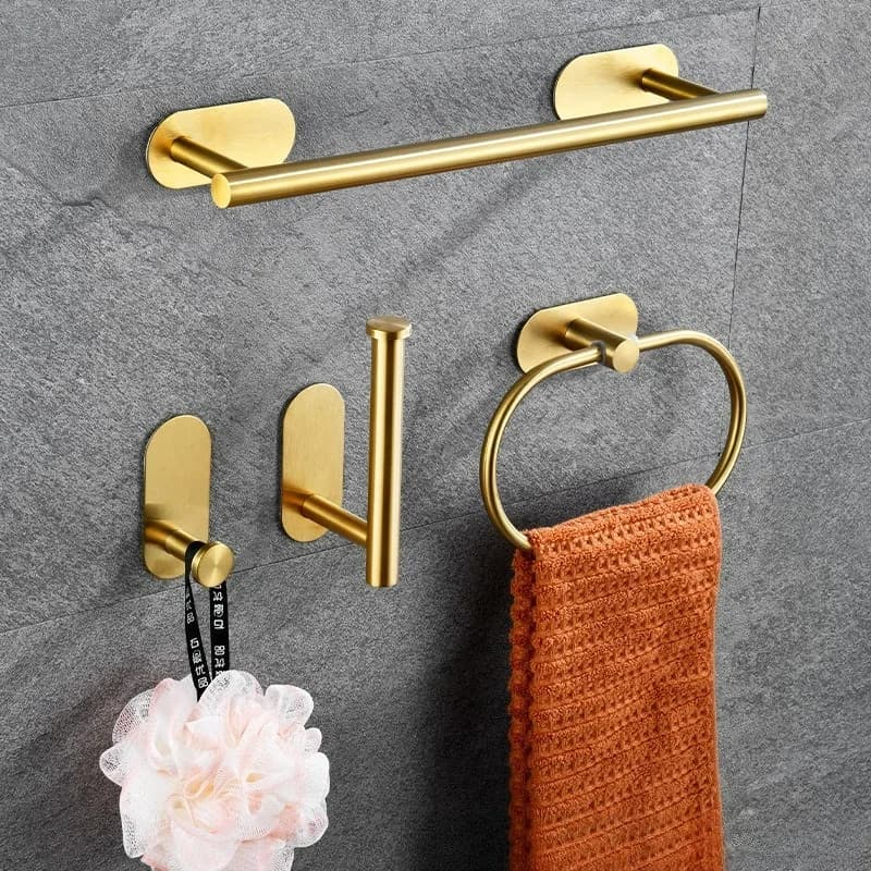 Porta asciugamani da bagno Nero Porta asciugamani Anello porta asciugamani Accessori per riporre la cucina Porta asciugamani in acciaio inossidabile autoadesivo