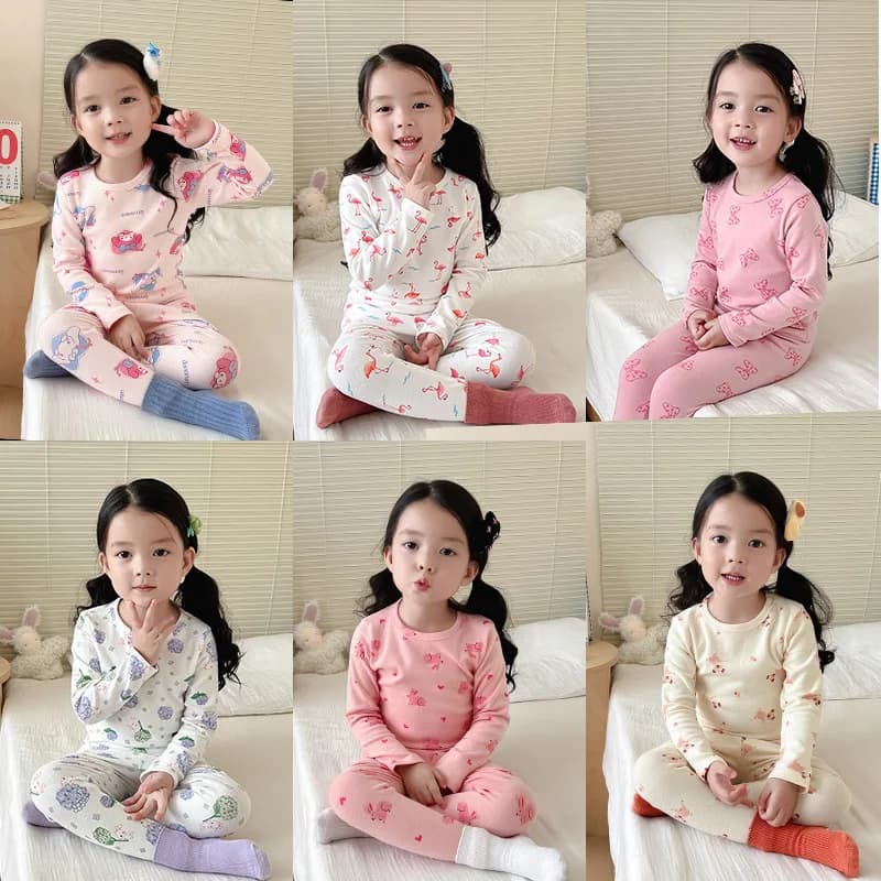 Boys Girls Cotton Pajama Set Winter Warm Sleepwear Kids Home Outfit Baby Clothes