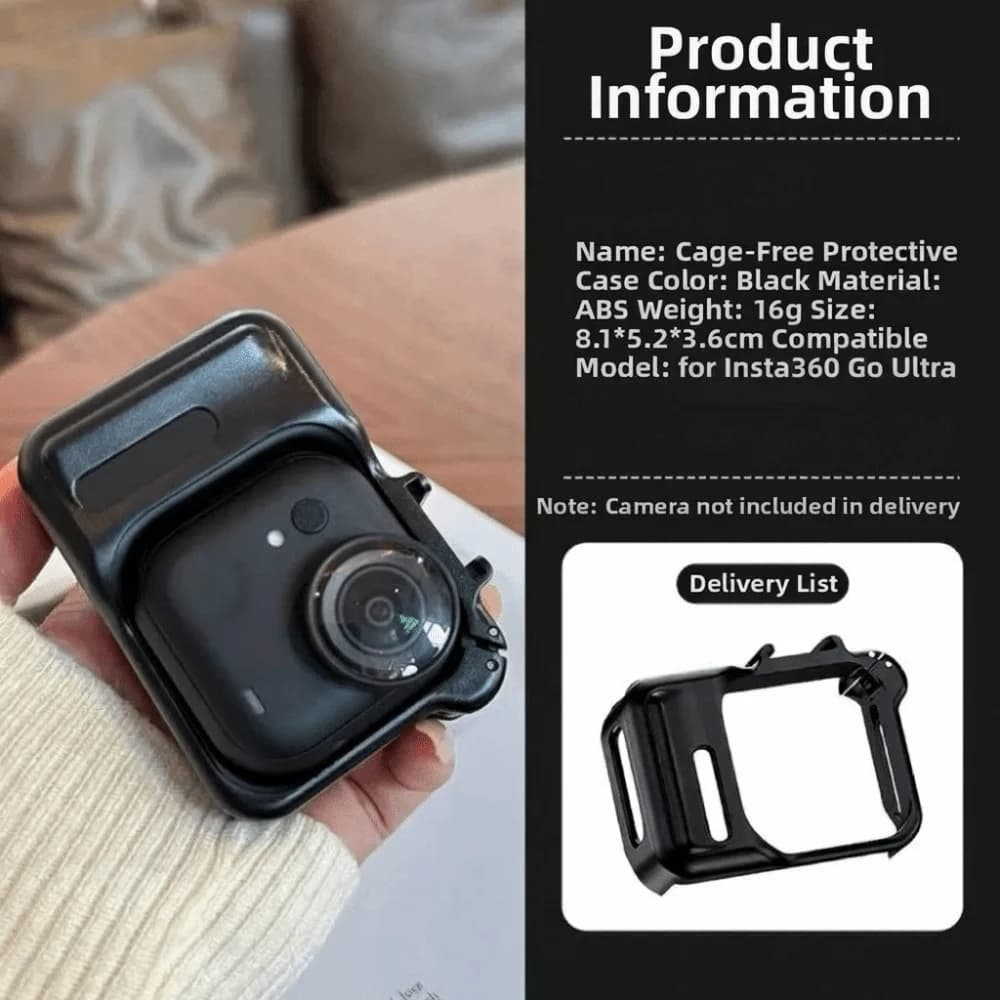 Gabbia protettiva con telaio protettivo, copertura protettiva durevole per fotocamera, accessori leggeri per fotocamera Insta360 GO Ultra