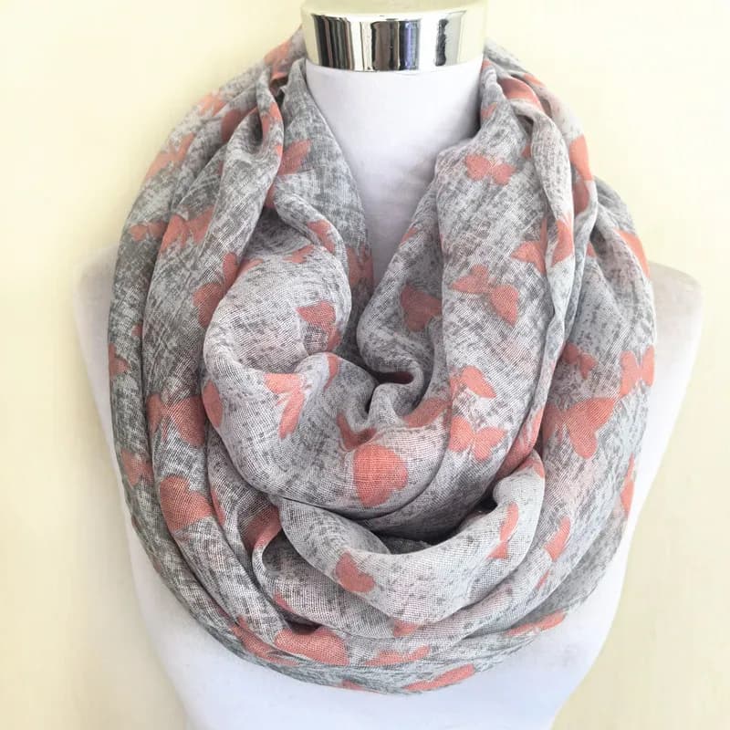 New Arrival Fashion animal print ring Scarf butterfly ladies scarves Pashmina women scarves Butterfly hot sale infinity scarf