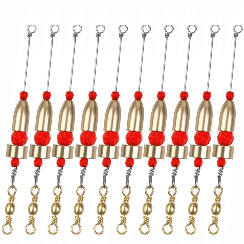 10 pieces Carolina Ready Rigs for bass fishing Ottone pre rigged Proiettile Verme ganci Pesi fishing Trota Luccio recall Fishing equipment