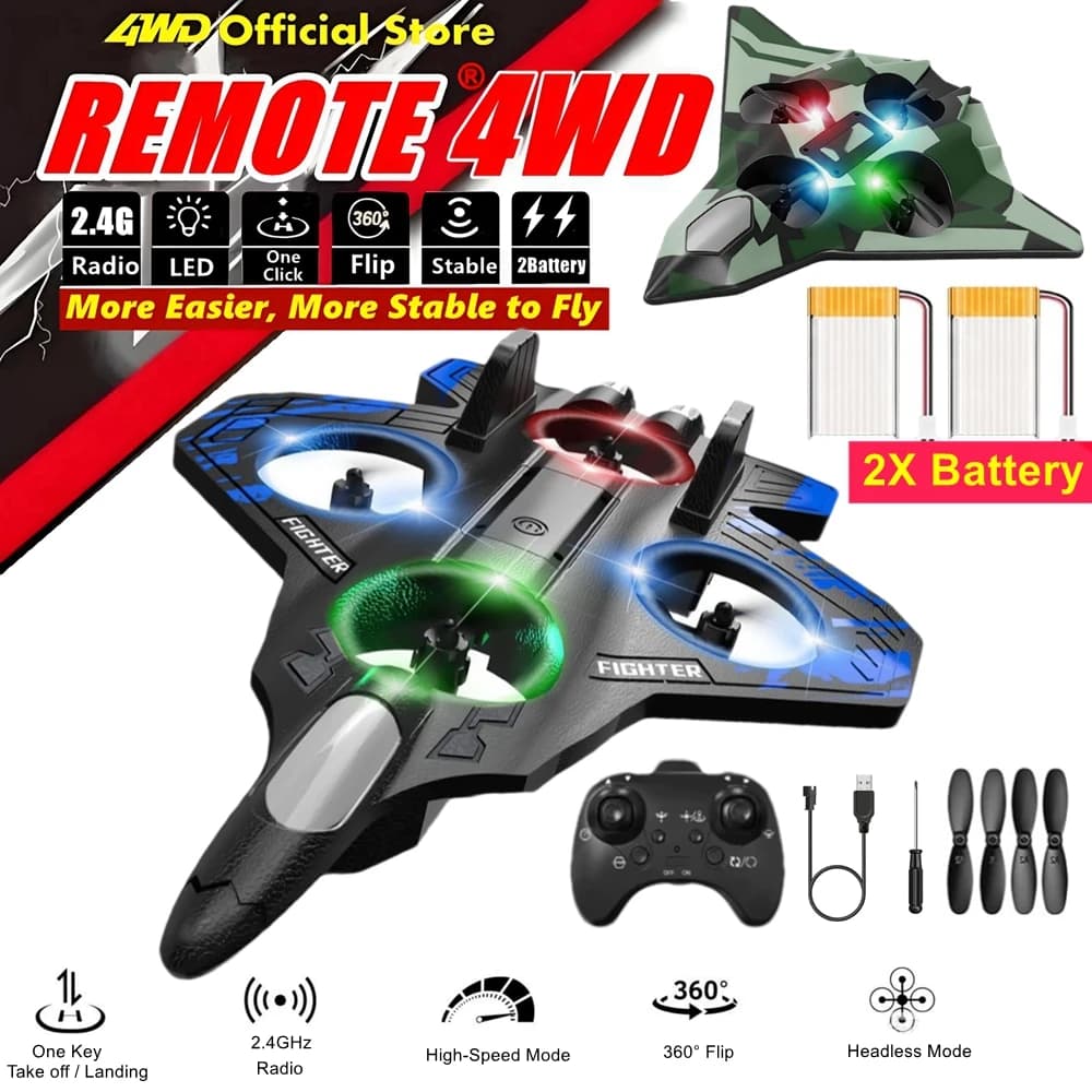 RC Airplane Foam Aircraft with Cool LED Light Electric Stunt Glider Remote Control Airplane 2.4G Radio Fighter Plane Toy Gift