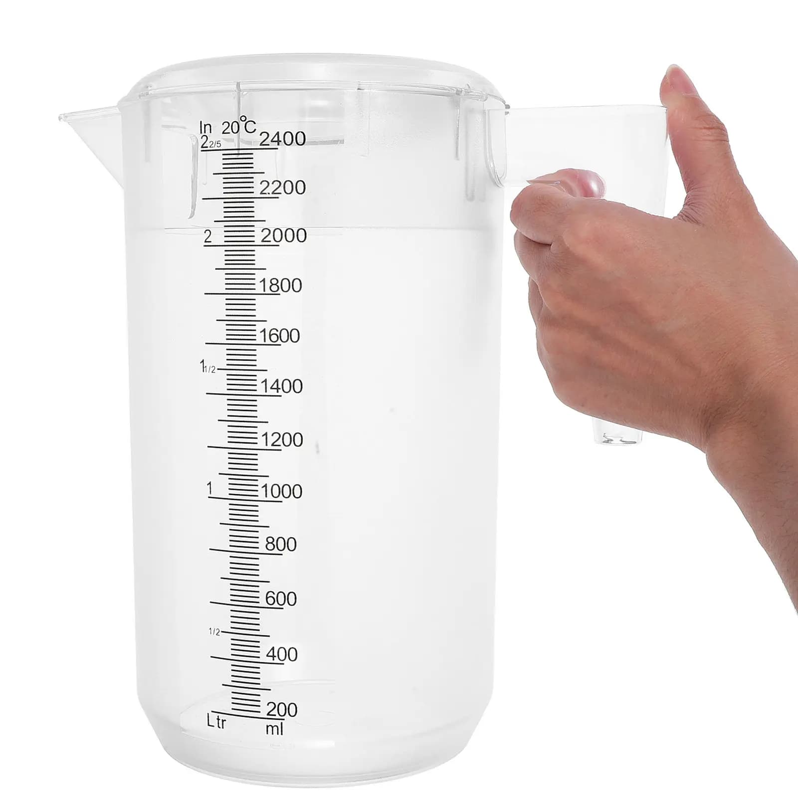 Caraffa in Plastica per Succhi e Acqua Fredda 2400ml, Design Satinato con Scala Trasparente e Coperchio, Dispenser per Bevande, Teiera, Brocca per Latte e Acqua, per Casa e Cucina