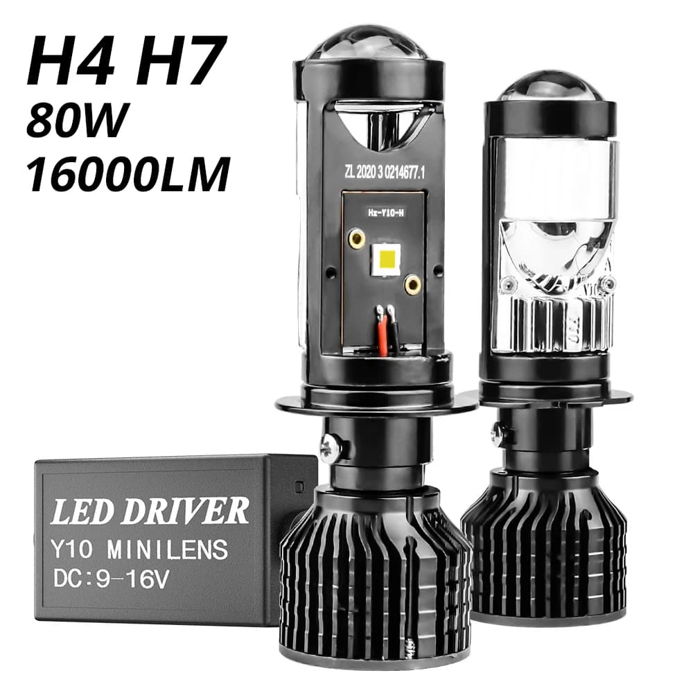 Canbus 80W faro per Auto Mini lente H4 H7 lampadina per proiettore a LED 6000K 16000LM 12V faro per moto Auto abbagliante anabbagliante
