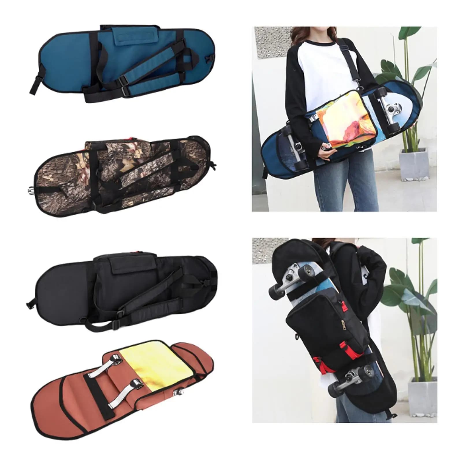 Skateboard Backpack Longboard Storage Bag for Traveling Outdoor Skating