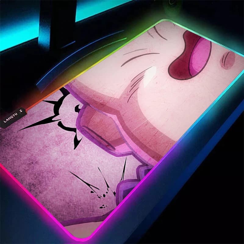 Tappetino per mouse RGB grande DBZ Dragon Ball Majin Buu per giocatori e-sport, retroilluminato, per tastiera di computer portatile, LED XXL.
