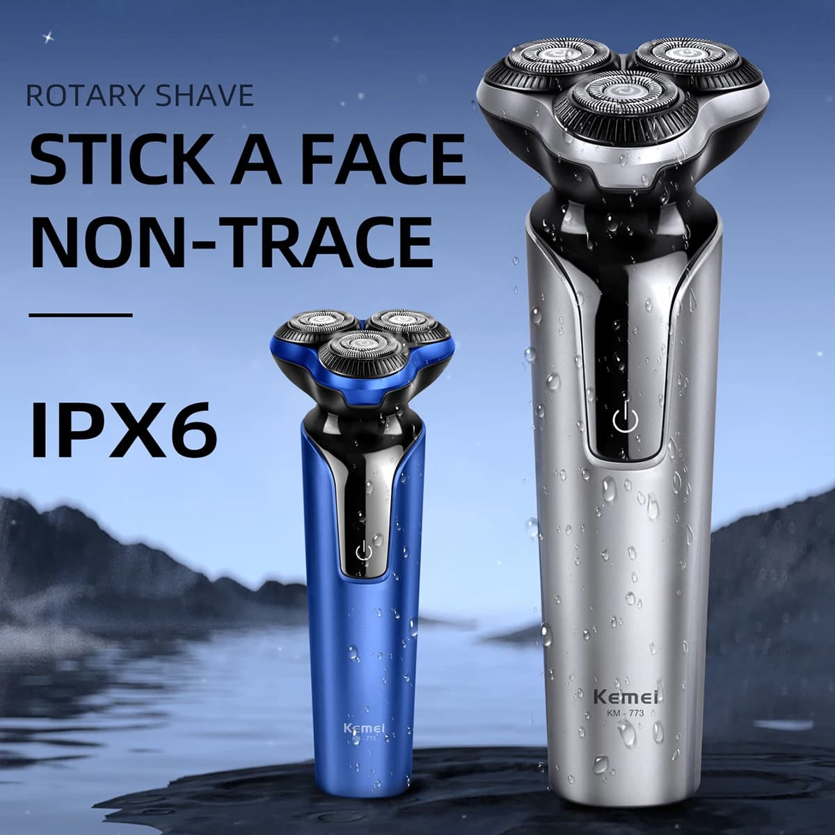 Kemei KM-773 Barba Rasoi For Men Electric Shaver Cordless USB Rechargeable Triple Lame Razor Electric Shaver Waterproof