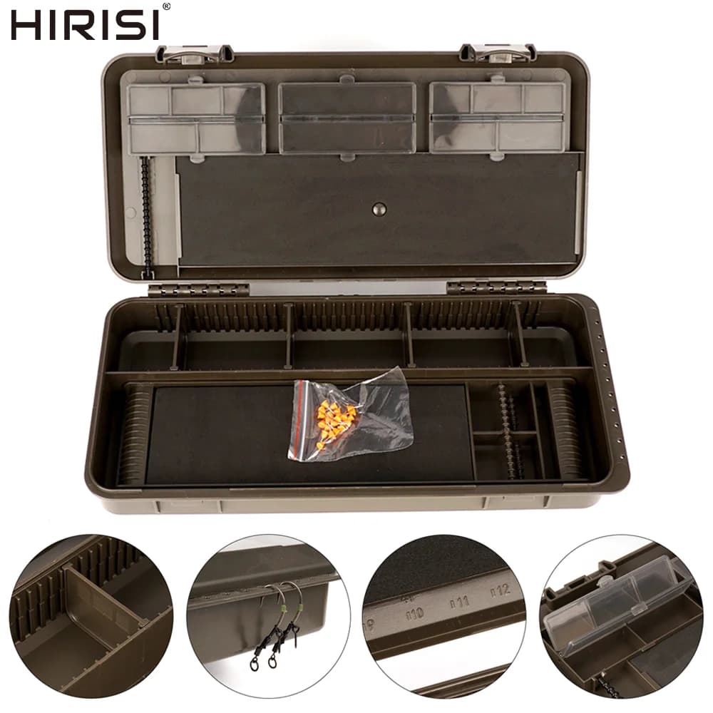 Hirisi W521 Portable Carp Fishing Equipment Box, Multi-Spart Container for Fishing Accessories and Tackle Terminal