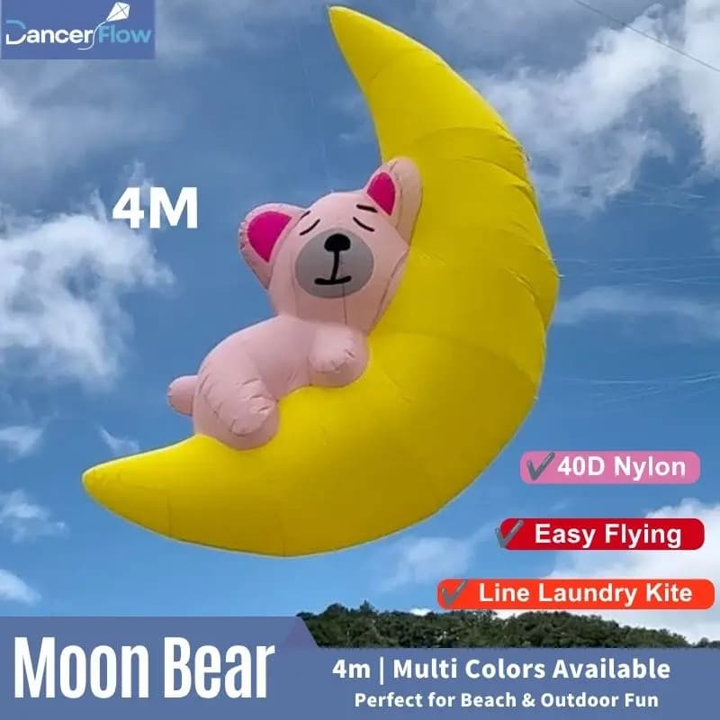 Aquilone Moon Bear 4m, Aquilone Morbido per Adulti, Aquilone per Spettacoli e Festival