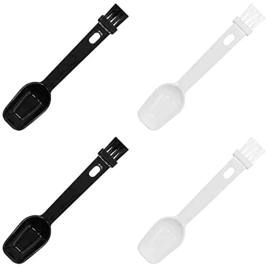 Coffee Spoon with Espresso Grinder Brush 4 PCS 2 in 1 Brush for Cleaning Espresso Machines and Scooping Tea Powder, Coffee Tool