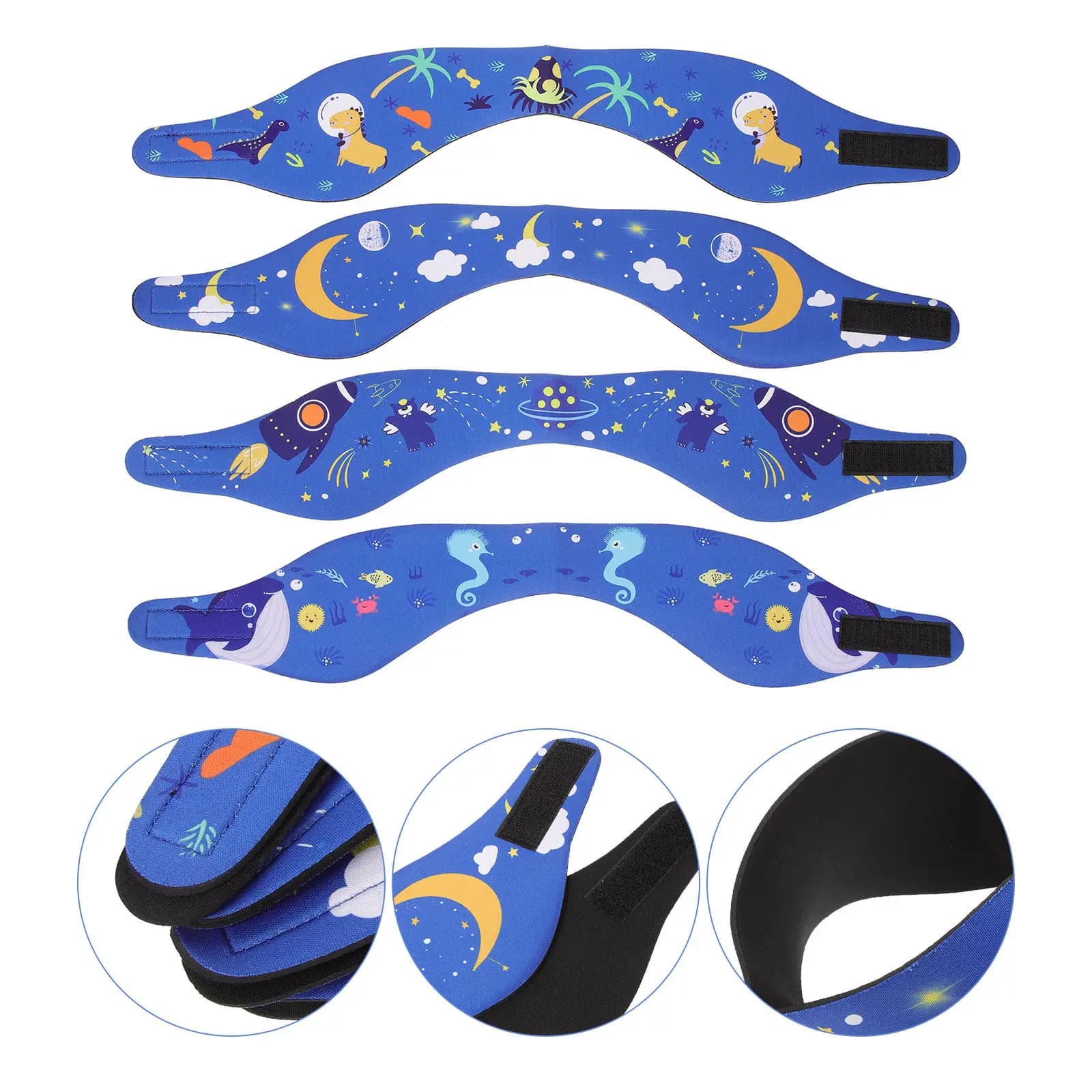 Protective hair band for swimming ears, 4 pieces, adjustable, for women and men, soft and comfortable, alternative to the bath/shower cap