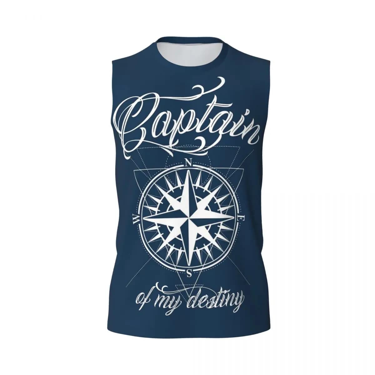 Nautical Compass Captain Anchor Boat Men Printed Sleeveless T-shirt Casual Hip Hop Street Style Beach Holiday Tank Tops