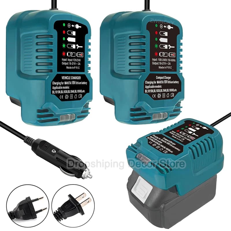 Per Makita 18V Batteria Al Litio Caricatore Compatto Portatile Caricabatteria Da Auto Caricabatteria Al Litio di Ricambio per Makita BL1850 BL1830