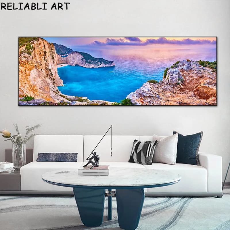 Sunset Sky Cloud Marine Landscape Posters & Prints on Canvas Painting Natural Wall Art Pictures for Living Room Home Decorations Without Frame