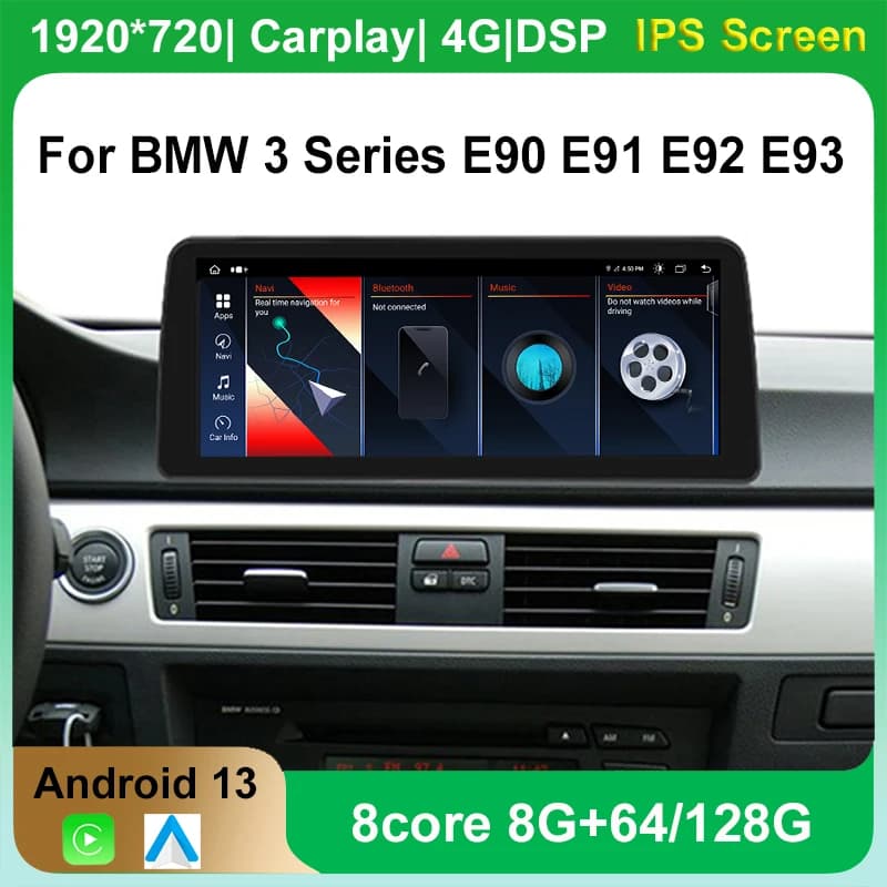 10.25/12.3 "Android 13 8 + 128G Lettore Multimediale Per Auto Touch Screen Per Serie 3 E90 E91 WIFI SIM BT Carplay GPS Navi Radio Tablet