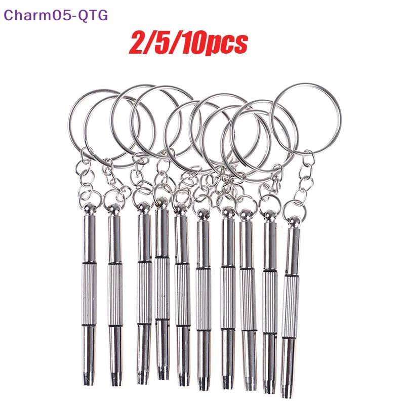 NUOVO Set di 2/5/10 Mini Cacciaviti 3-in-1 per Occhiali, Kit di Riparazione per Occhiali da Sole e Orologi con Portachiavi