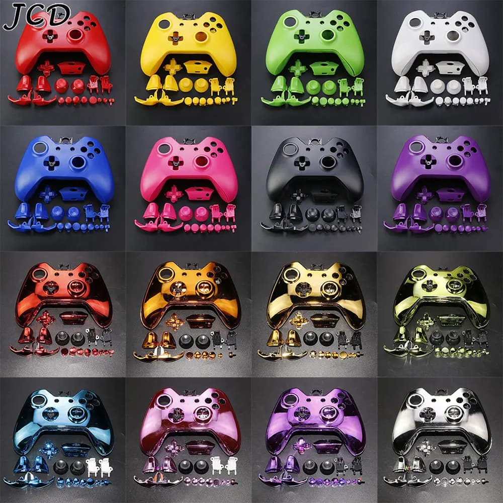 JCD Custodia cromata di ricambio per custodia protettiva Xbox One Cover posteriore anteriore con kit di pulsanti Accessori