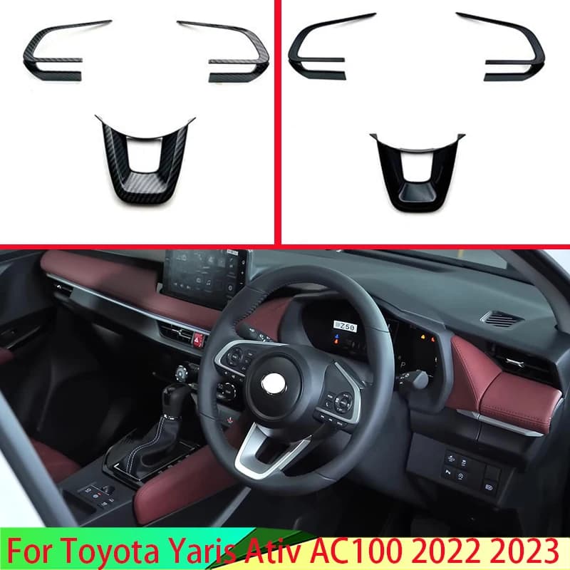 Per Toyota Yaris Ativ AC100 2022 2023 Accessori Auto ABS Volante Pannello di Copertura Lunetta Trim Inserto Distintivo Stampaggio Contorno