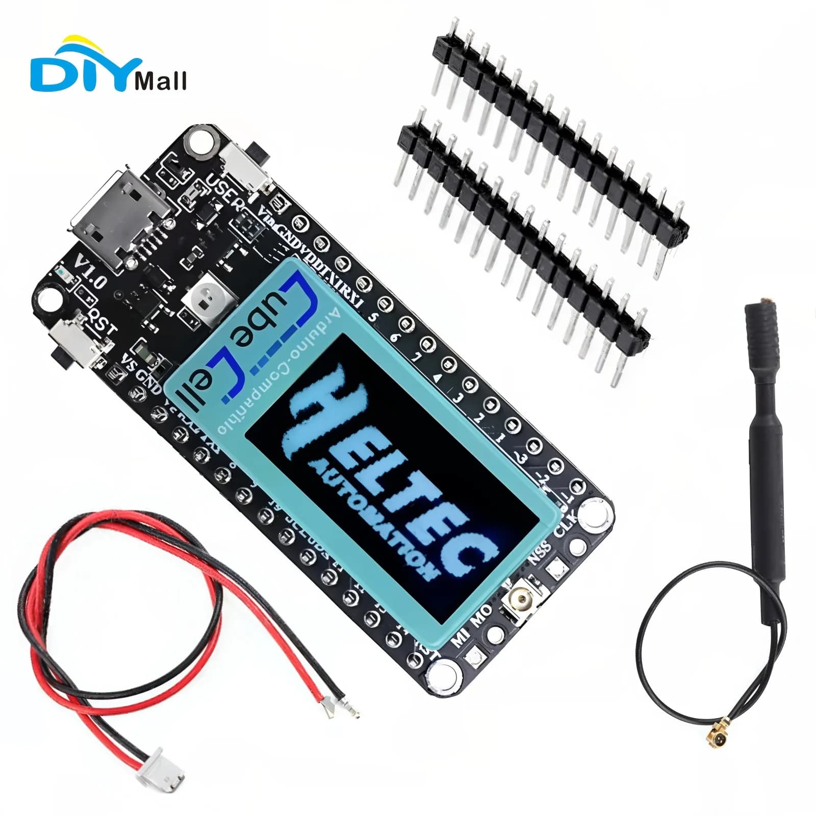 Scheda di sviluppo CubeCell HTCC-AB02 con display OLED da 0,96 pollici, ASR6502 integrato e SX1262 per Arduino LoRaWAN (868MHz)