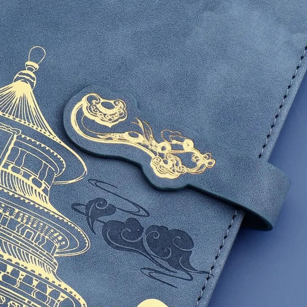 Taccuino con Copertina in PU Stile Cinese A7 Mini Agenda Giornaliera Diario da Viaggio Cancelleria per Studenti