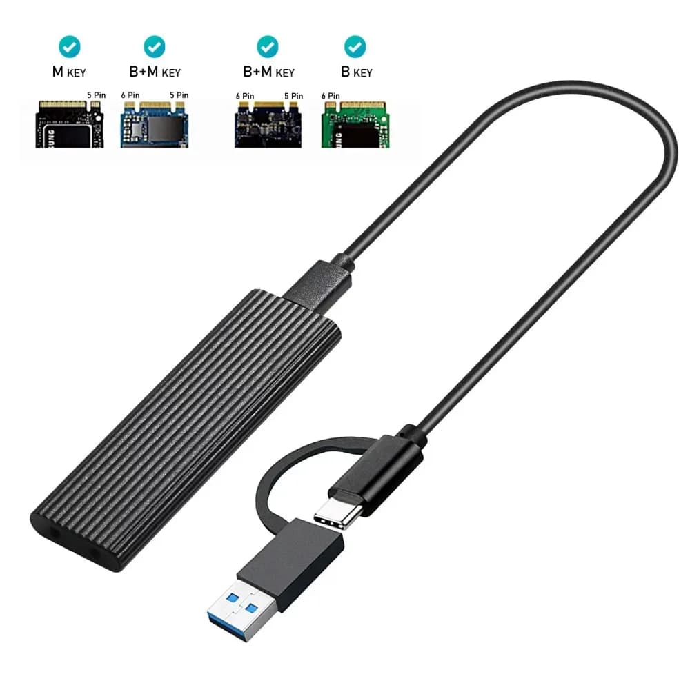 USB C 3.1 Gen2 NVMe External Enclosure Supports M key B&M Key 2230/2242/2260/2280 SSD