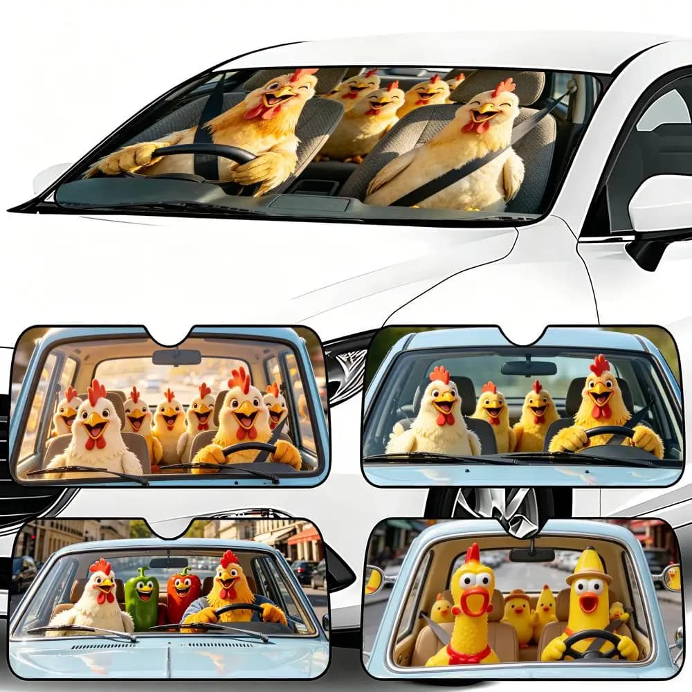 S-Screaming Chicken-S Sun Visor Car Windshield Sunshade Foldable Automotive Protection Sun Block Cover