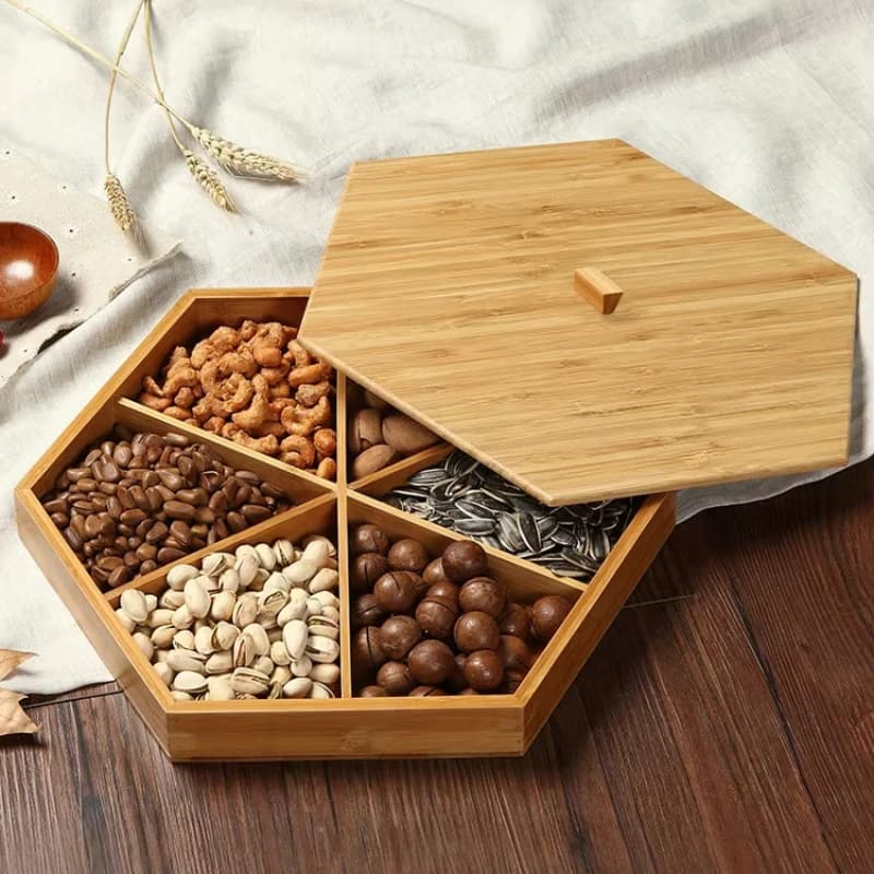 Scatola di frutta secca con coperchio Soggiorno Piatto di frutta secca Piatto di noci Snack di Capodanno cinese Scatola di caramelle Decorazioni per la casa