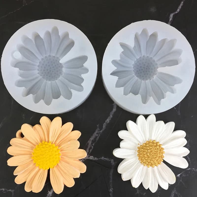 【Chamomile Flower Silicone Mold With Hole Car Aromatherapy Epoxy Handmade Soap Candle Mold DIY Decor Candy Icing Mold】