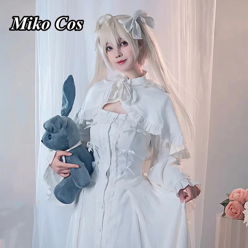 Anime Yosuga No Sora Kasugano Sora Cosplay Costume Women Elegant White Dress Costumes Halloween Party Role Play Outfit Stock