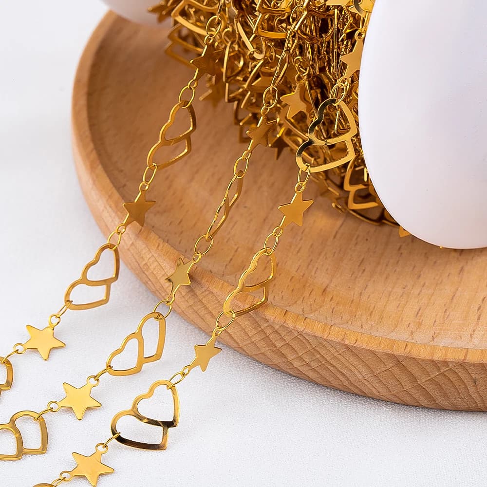 1M/Lot Stainless Steel Simple Basic Star Heart Handmade Jewelry Chains For DIY Women Necklaces Bracelets Accessory Wholesale New