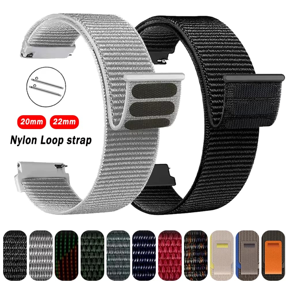 Fasce ad anello di ricambio in nylon da 22mm 20mm per Garmin Forerunner 165 570 255/Venu 3 sq/Vivoactive 6 cinturino per AMAZFIT Active 2/BIP 6
