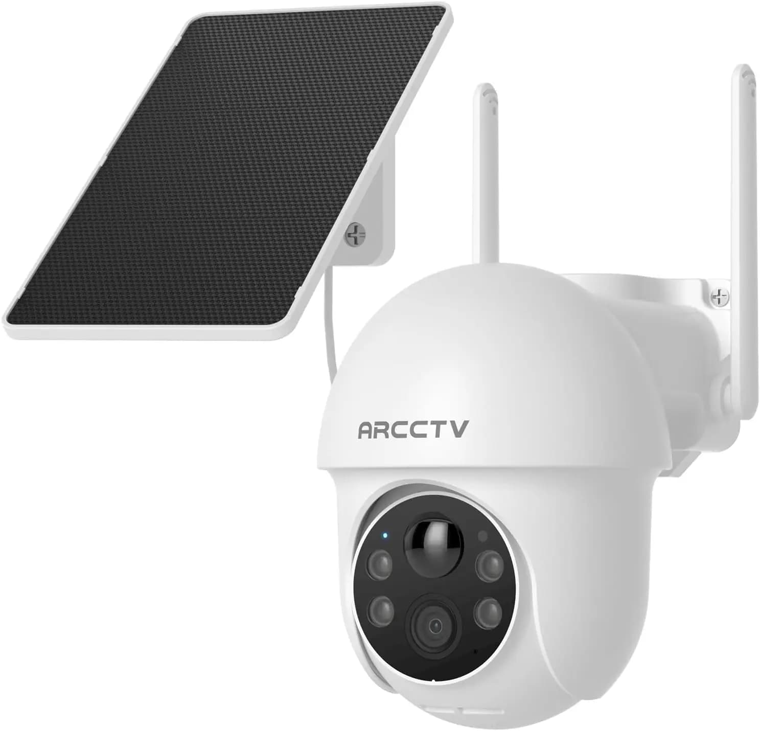 Wireless solar security camera, 4MP 360 ° Outdoor, night vision with spotlight, bidirectional audio, PIR motion sensor, WiFi dual band