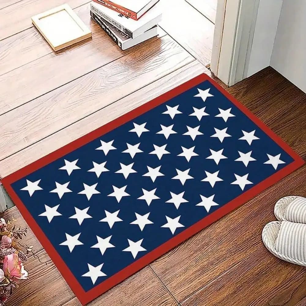 Tappetino in flanella con bandiera americana, tappetino antiscivolo con retro in gomma, ideale per l'ingresso di casa, il bagno, la decorazione esterna per il Giorno dell'Indipendenza