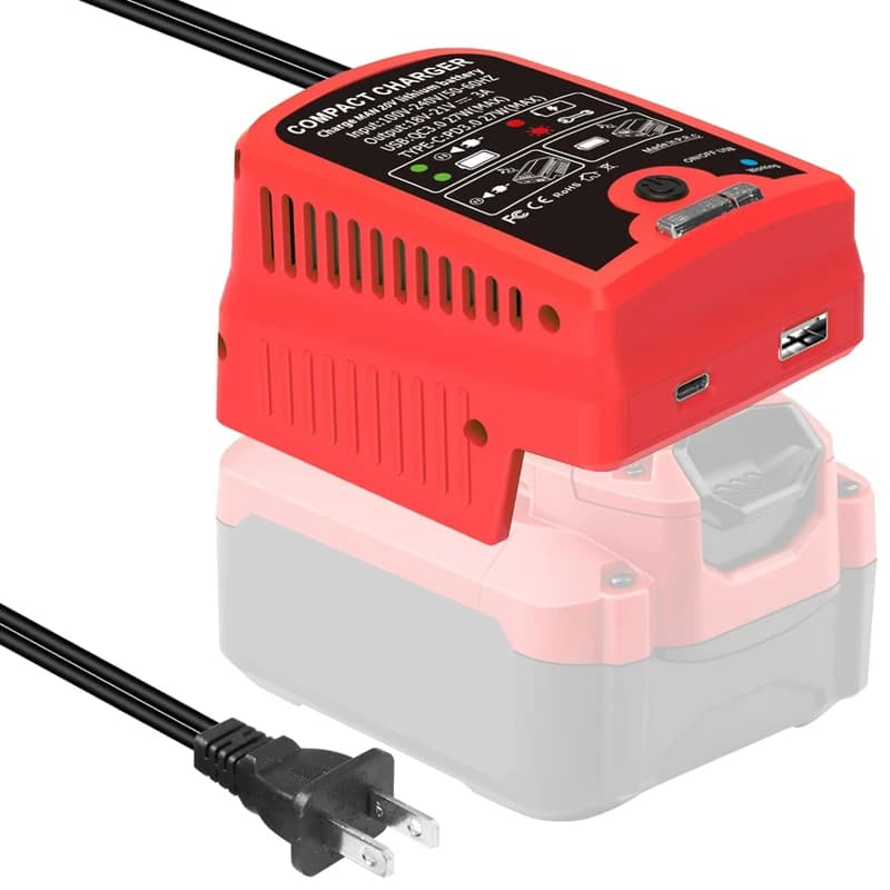 Per Craftsman Adattatore per caricabatterie wireless veloce per batteria agli ioni di litio da 20 V con uscita di tipo C e USB per caricabatterie da viaggio 3A per il campeggio