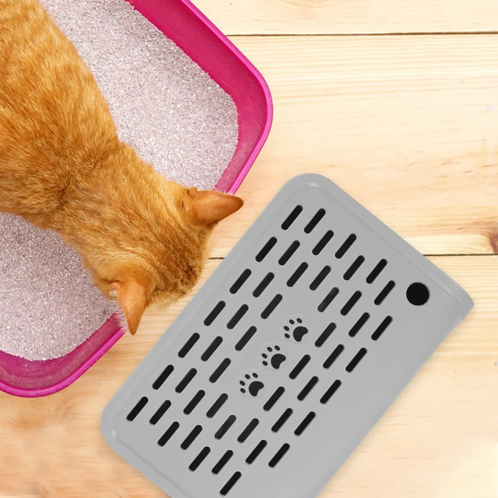 Portable Non-Slip Cat Litter Box Ramp Step Pedal for Elderly Small Cats Elevated Litter Tray Access Easy Clean Plastic Ramp