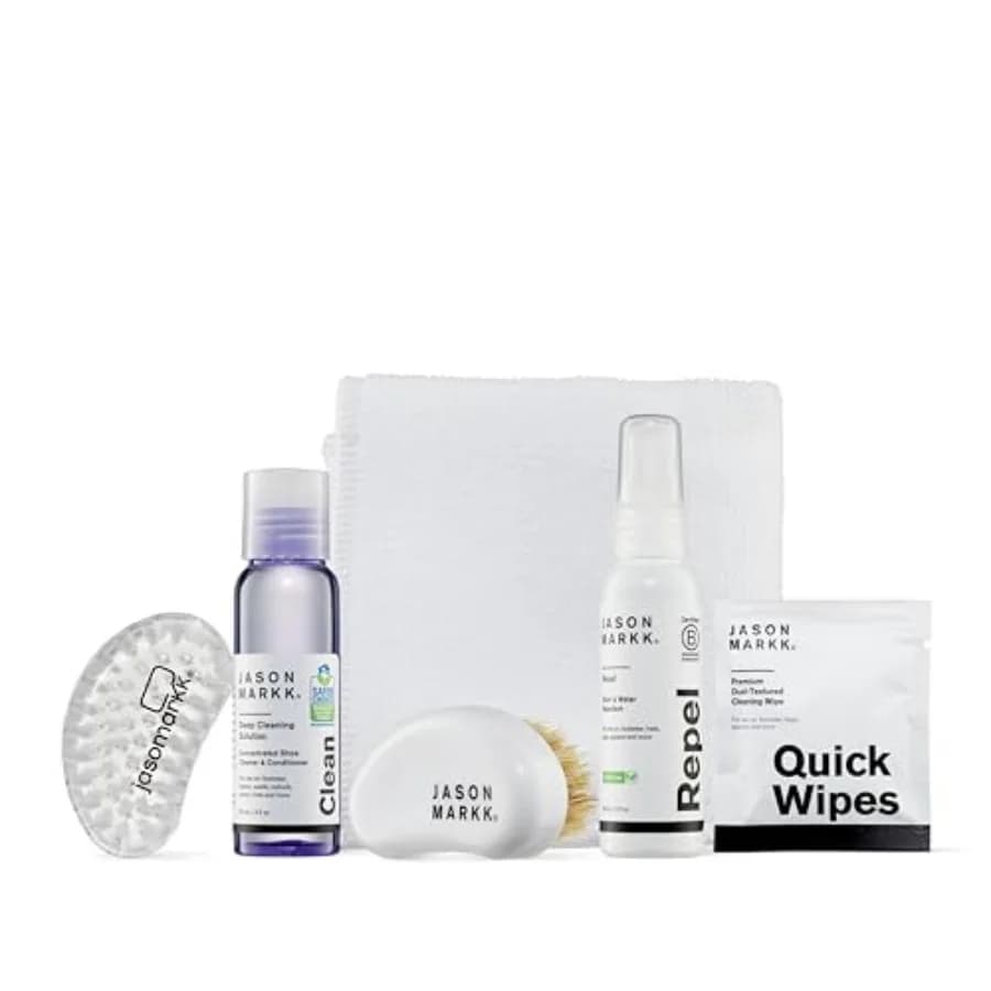 Jason Markk Starter Box, Shoe Cleaning Kit, 6-Piece Set, Deep Cleaning Solutions, Two Brushes, and Microfiber Towel, Sneaker Ca