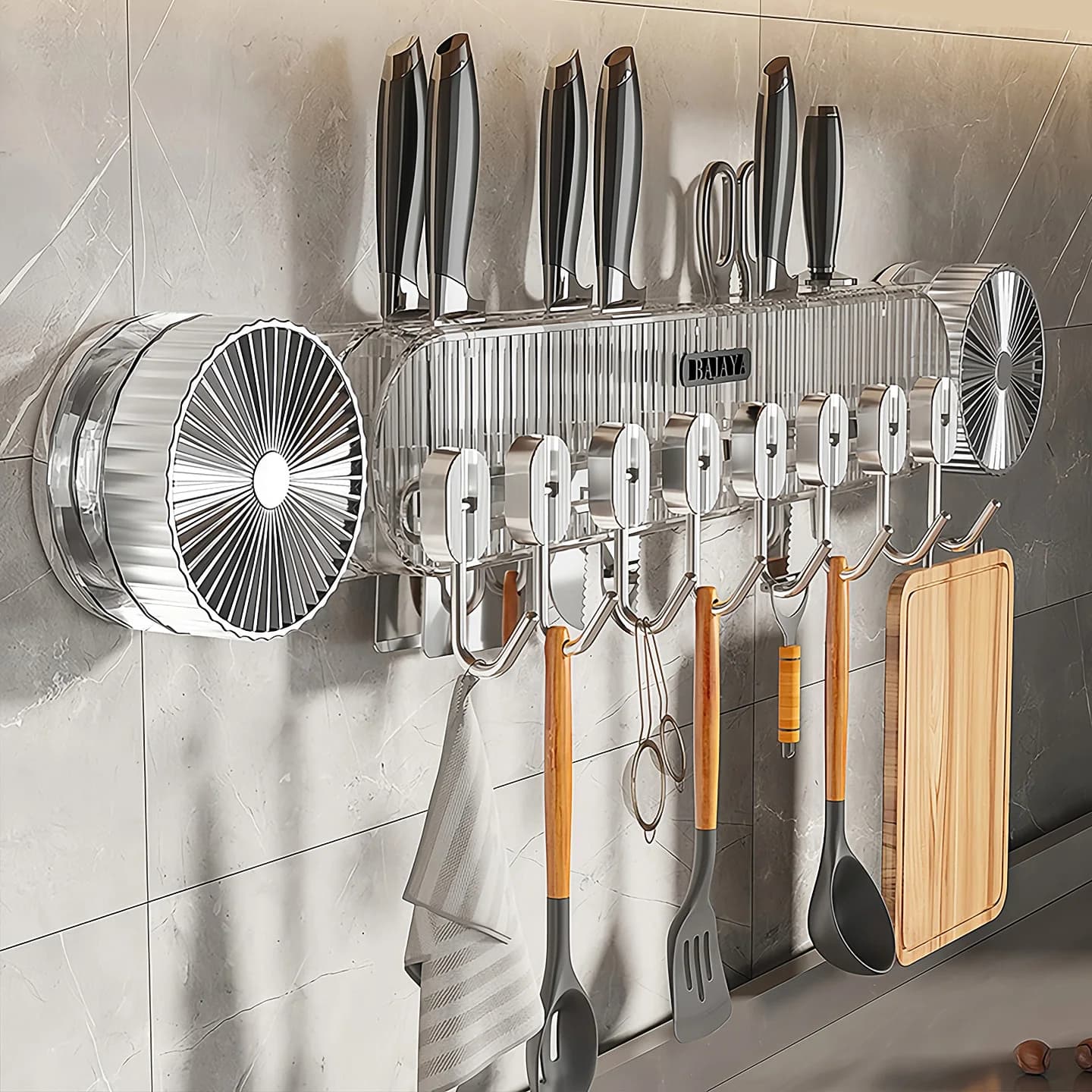 Kitchen Suction Cup Hooks Wall Mounted Multi Functional Slide Tra for Spoons Knife Ra Holder Ra Easy Installation