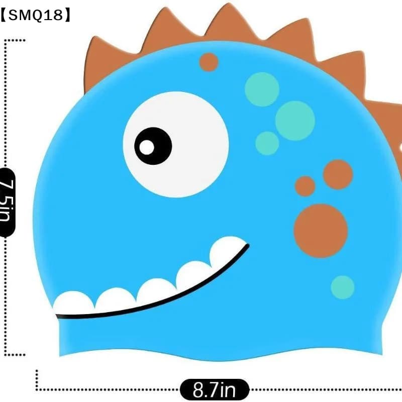 New Cartoon Silicone Swimming Cap Waterproof Dinosaur Long Hair Sports Swim Pool Hat Adults & Children Elastic Swimming Cap【SMQ】
