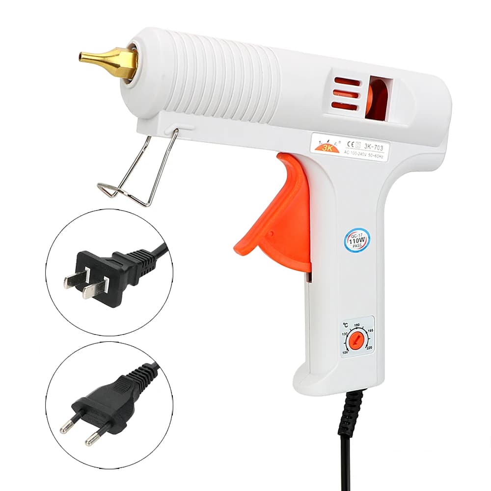 DIYWORK Pistola per colla a caldo, diametro ugello 11mm, strumento per riparazioni e artigianato, temperatura costante 110W, riscaldamento a temperatura regolabile
