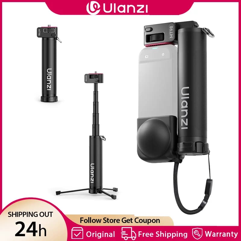 Ulanzi MT98 Bastone Selfie Pieghevole Treppiede Portatile per DJI per Insta 360 Action Camera 180 ° Regolabile con Vite da 1/4\" per Vlog e Dirette
