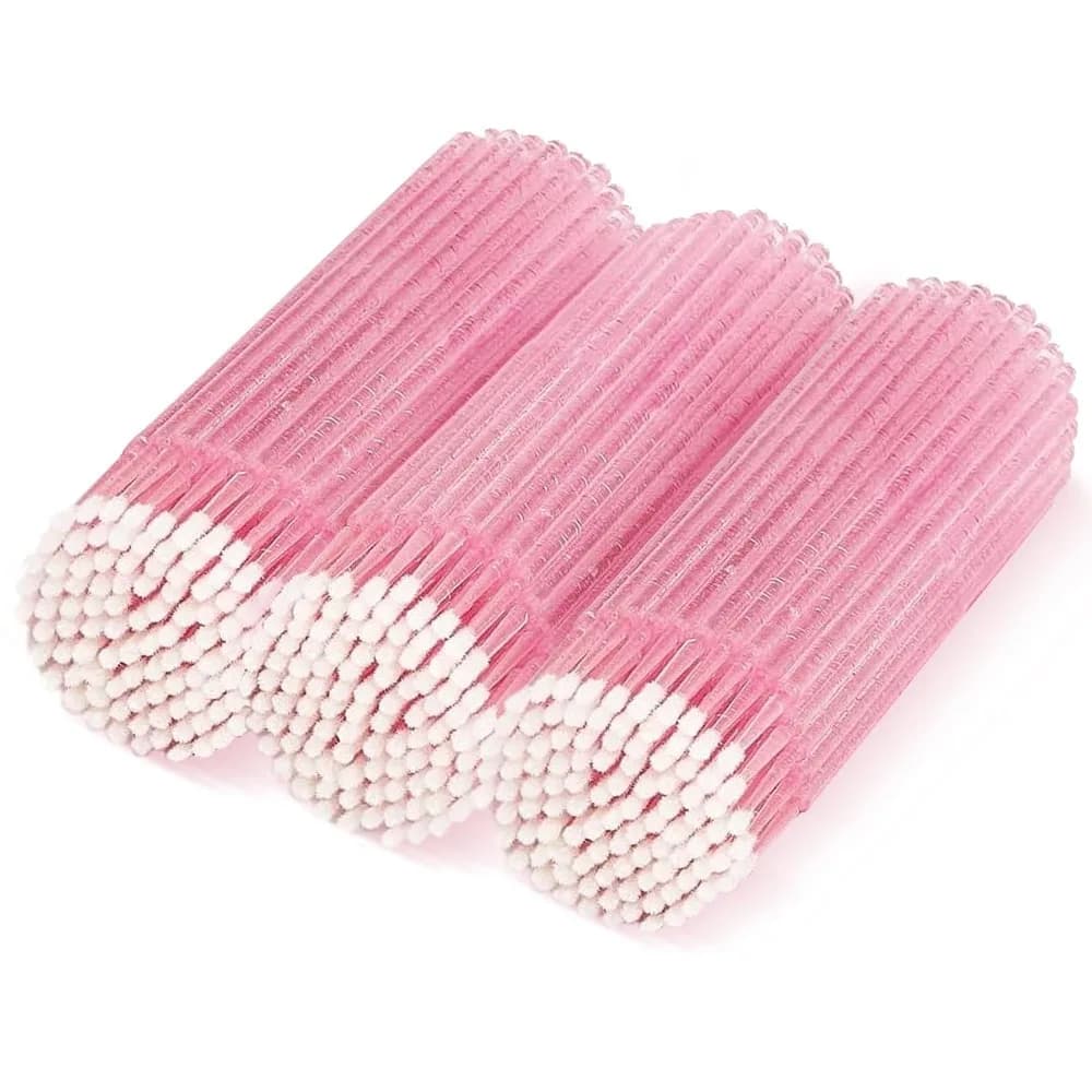 300 Count Micro Applicator Brushes, Pink Swabs, Disposable Eyelash Mascara Wands for Extension