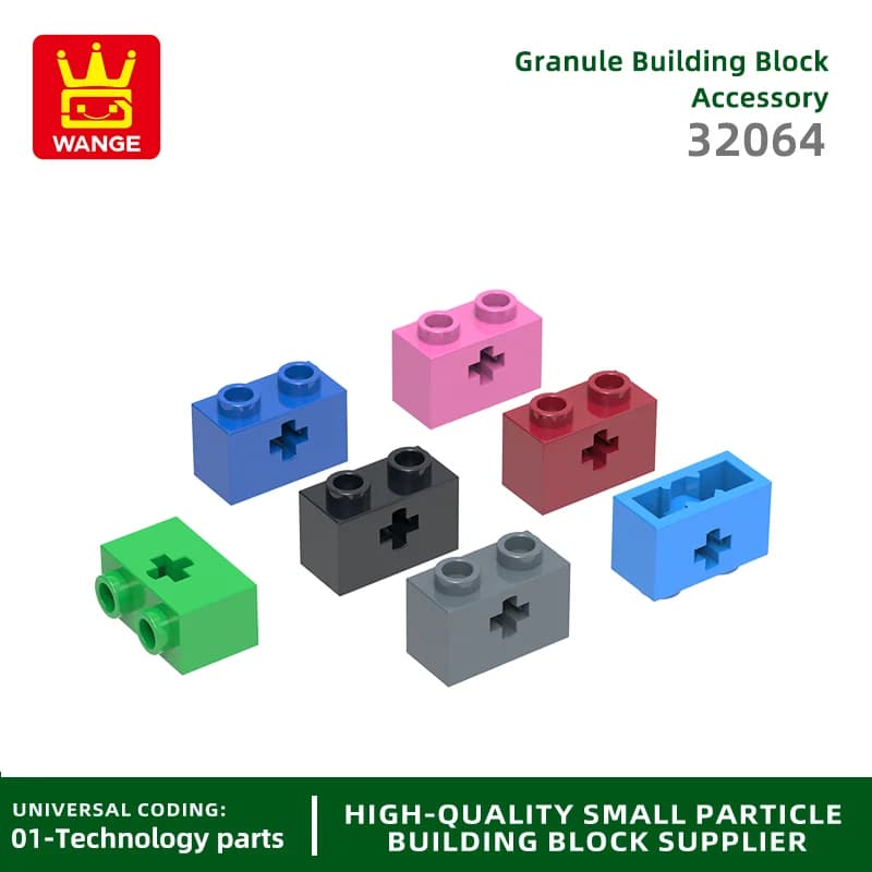 Wange 100 pcs/lot 32064 1x2 blocks for construction of cross holes Moc accessories compatible with brick DIY toys for children assembly gift box