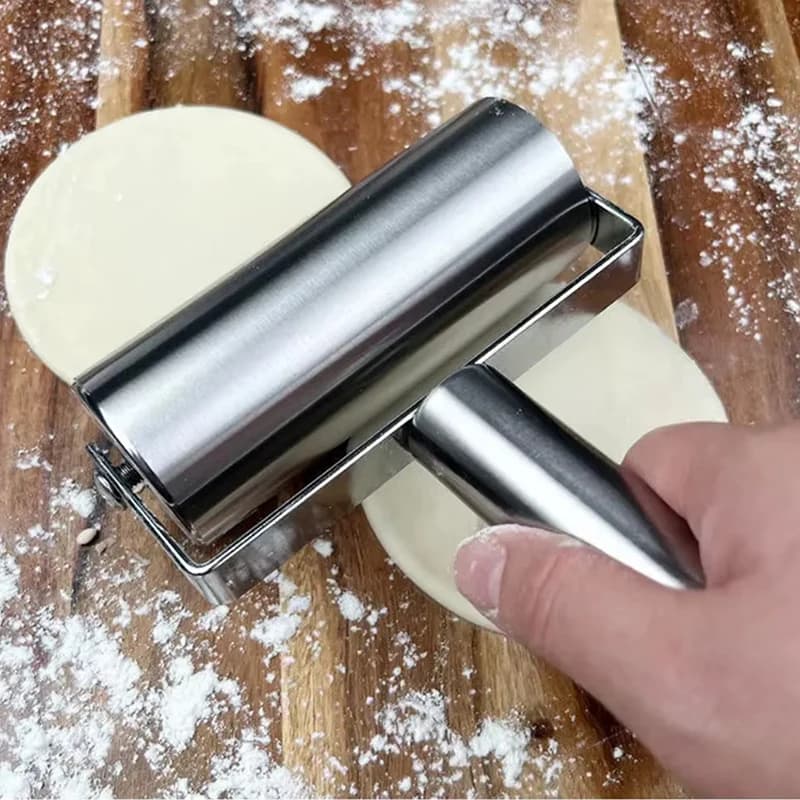 Mattarello in Acciaio Inox a Testa Singola/Doppia, Antiaderente, per Impasti, Pasta, Ravioli, Pizza e Strumenti da Cucina