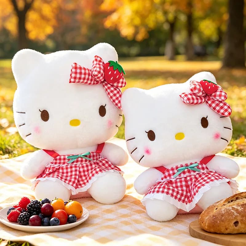 Peluche Animato Sanrio Hello Kitty Serie Fiori 30/40CM, Bambola Cartoon Imbottita in Cotone PP, Cuscino Kawaii, Ornamento per Divano, Regalo per le Feste