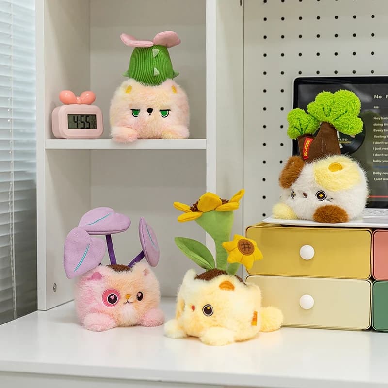 Nuovo vaso di piante morbidi giocattoli di peluche decorazione della casa amore gatto animali bambole cactus albero dei soldi ricchi di girasole ragazze ragazzi presenti arredamento