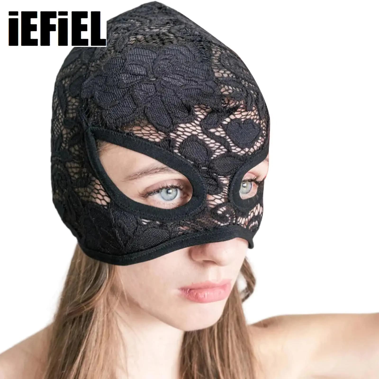Gothic Halloween Full Face Mask Lace Mesh Transparent Headgear Unisex Sexy Cover Mask For Carnival Cosplay Party Masquerade Club