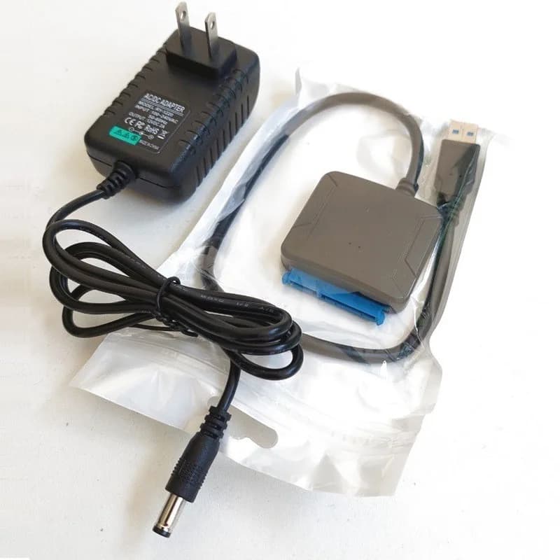 Adattatore USB 3.0 a SATA, Cavo SATA per SSD/HDD da 3,5/2,5 Pollici, Supporto UASP con Alimentazione Esterna 12V/2A