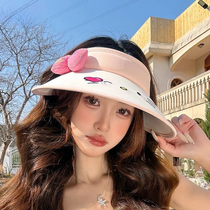 Nuovo Cappello Estivo Colorato da Donna con Visiera Aperta, Protezione Solare UV, Carino e Dolce, a Tesa Larga, per Esterni e Spiaggia