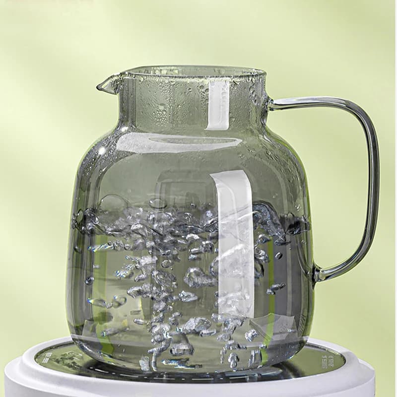 HeY LiLac 1.8L Smoke Gray Borosilicate Glass Tea Kettle Heat Resistant Electric Stovetop Safe SS304 Lid Pot for Camping Home