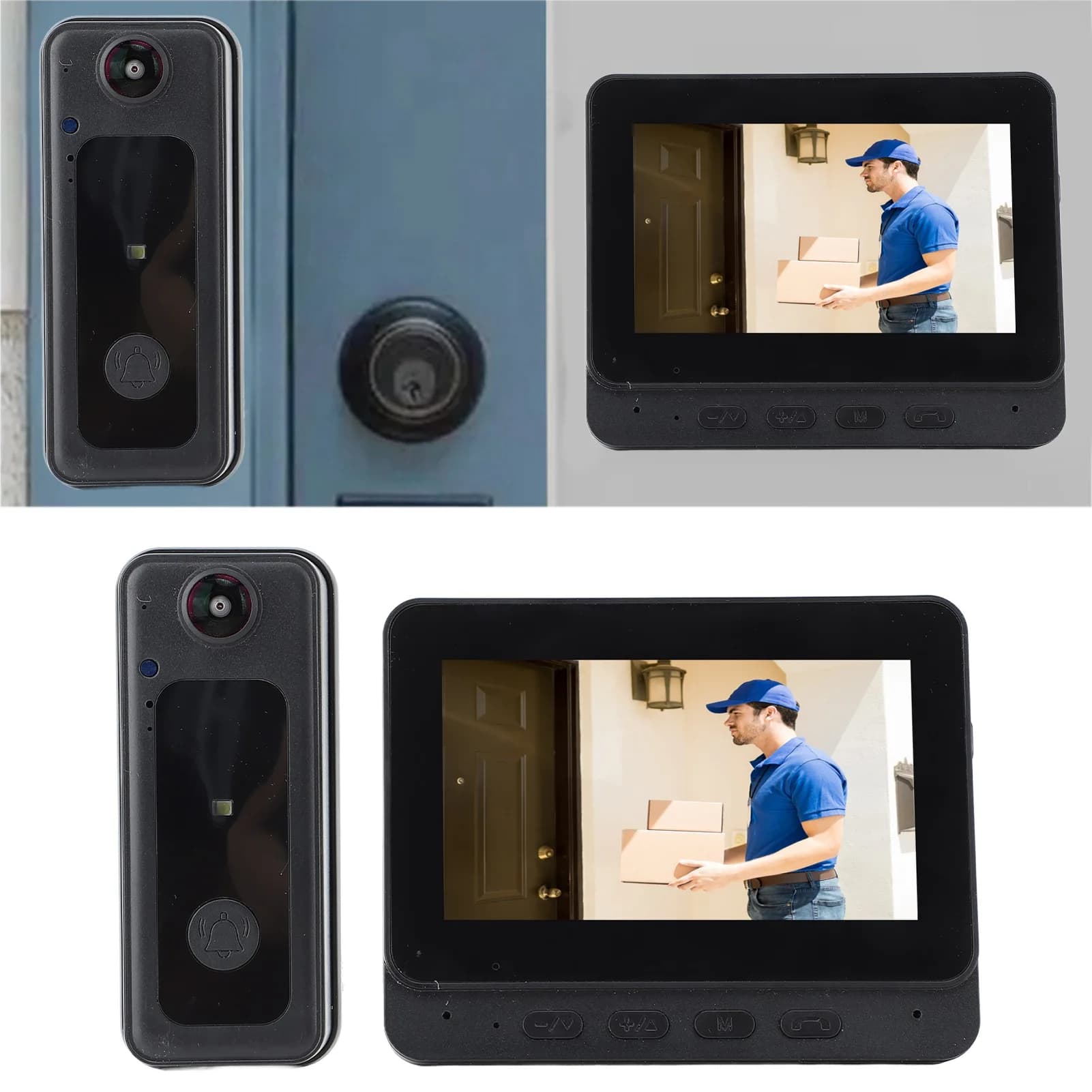 Telecamera per campanello senza fili telecamera per campanello Video da 8mp obiettivo Fisheye grandangolare da 170 gradi conversazione a 2 vie con Monitor per interni per Villa